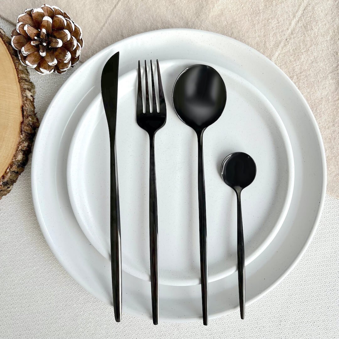 Modern Black Flatware Utensils Set Nordic Peace