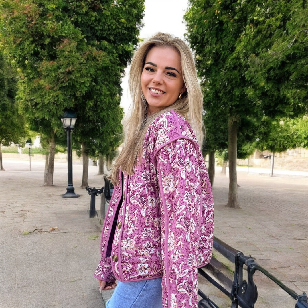 Layla Floral Lightweight Quilted Jacket For Women