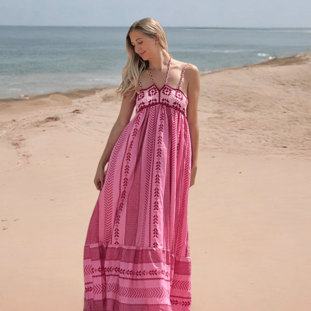 chinese dress ladies Sundress | Aurelie Dress Gold Palm Trees –