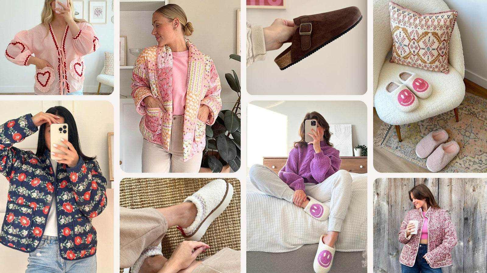 Desktop home page template featuring stylish pink fashion items.