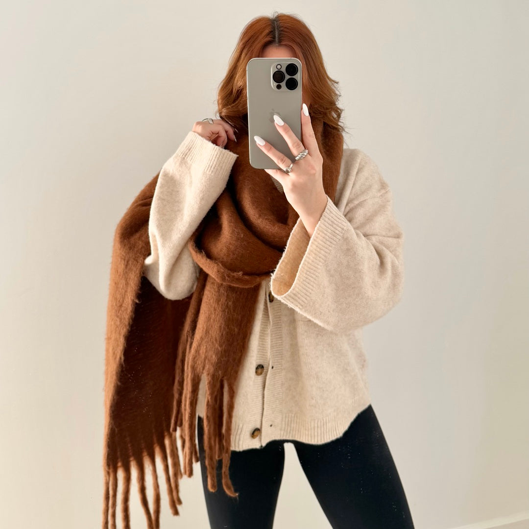 完売HLT Cashmere-blend Fringe Scarf ノベルティ付 Bisque Cashmere Fringe Wrap | Brochu Walker