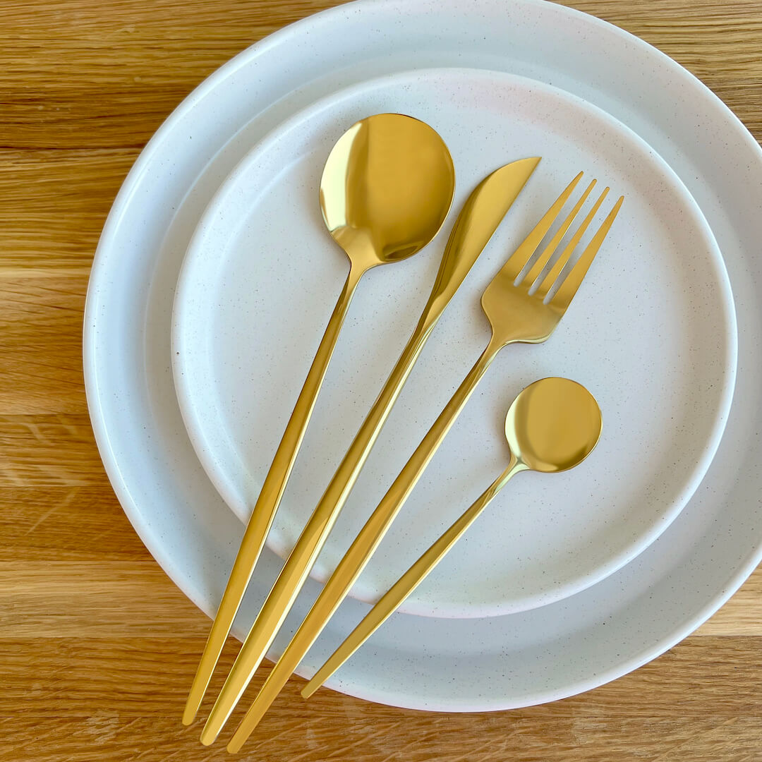 Minimalist Golden Flatware Utensils Set Nordic Peace