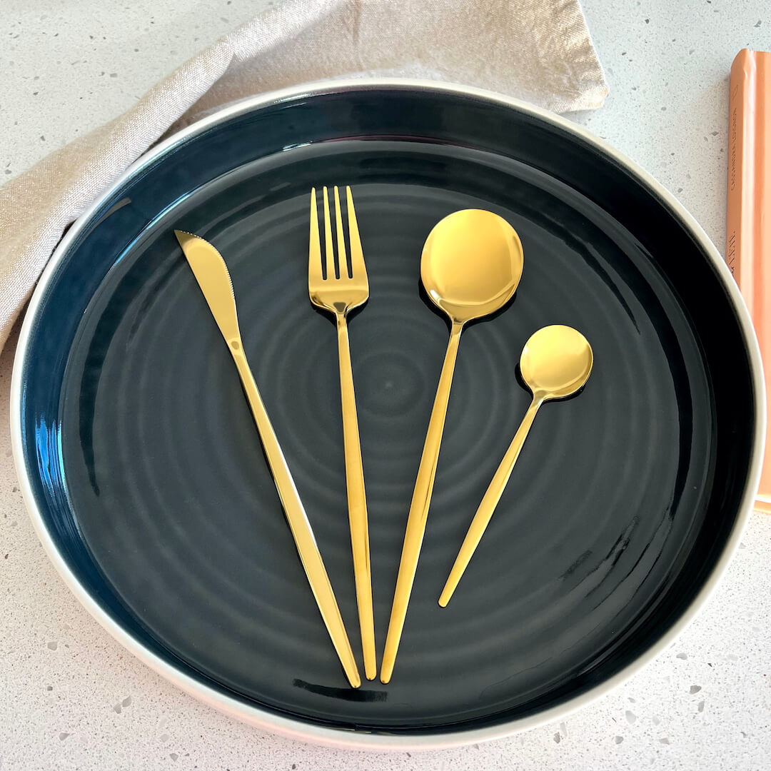 Minimalist Golden Flatware Utensils Set Nordic Peace
