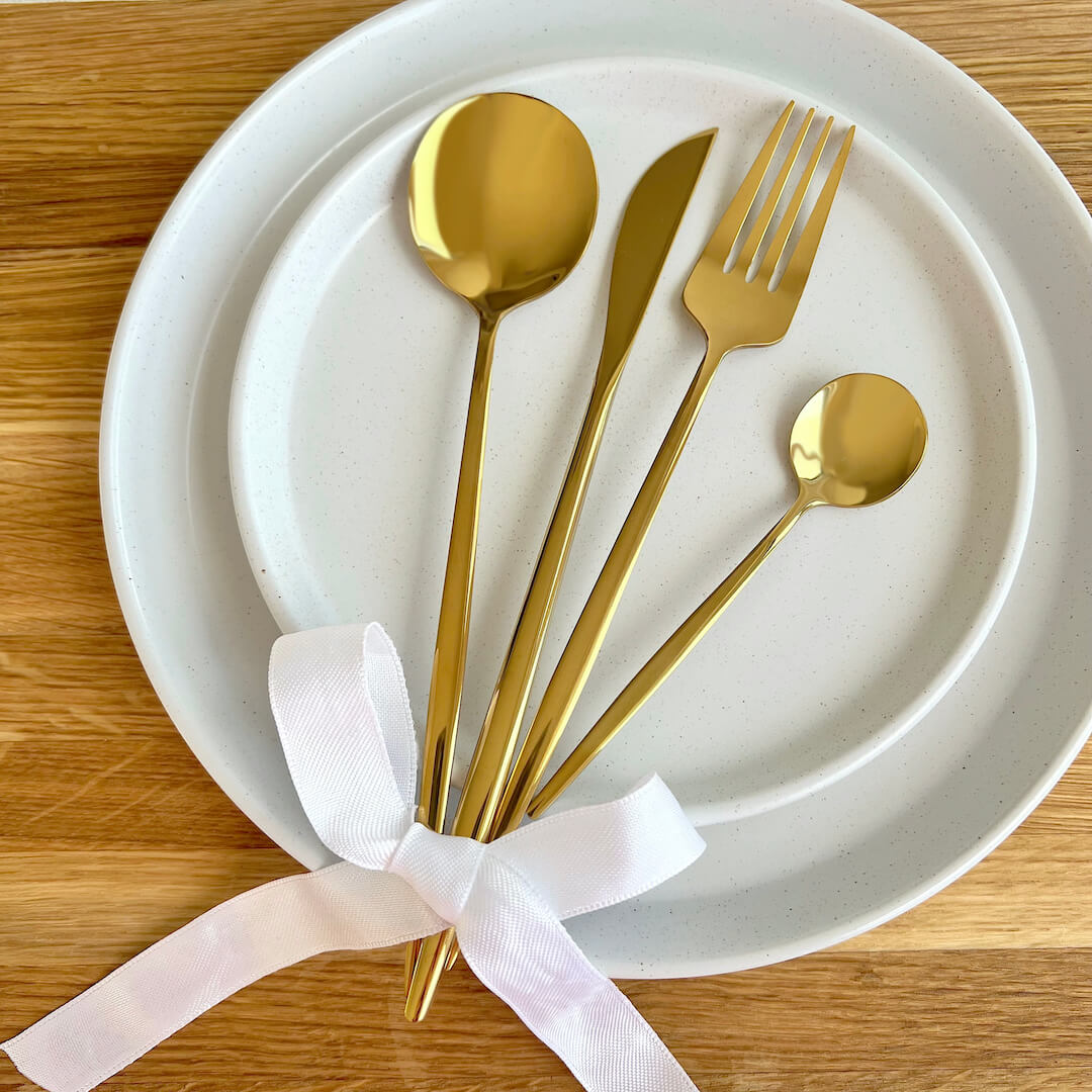 Minimalist Golden Flatware Utensils Set Nordic Peace