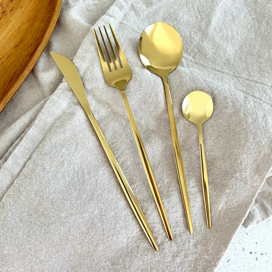 Minimalist Golden Flatware Utensils Set Nordic Peace