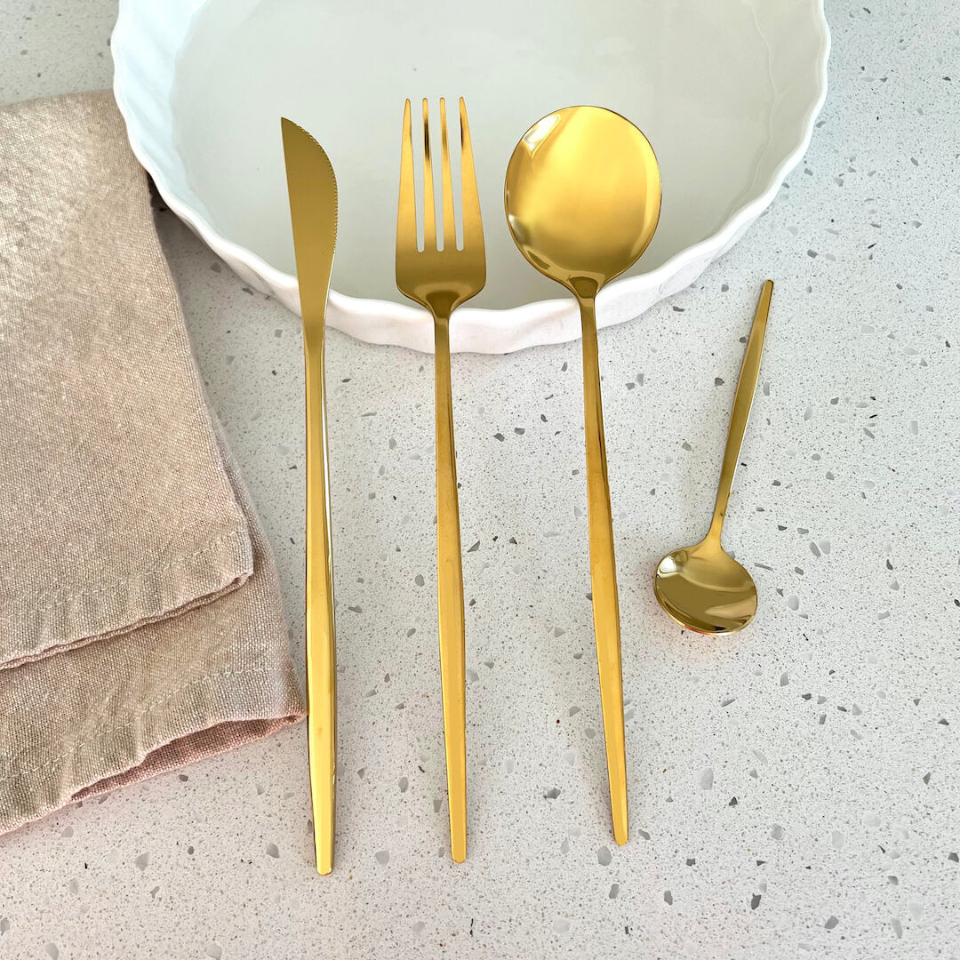 Minimalist Golden Flatware Utensils Set Nordic Peace