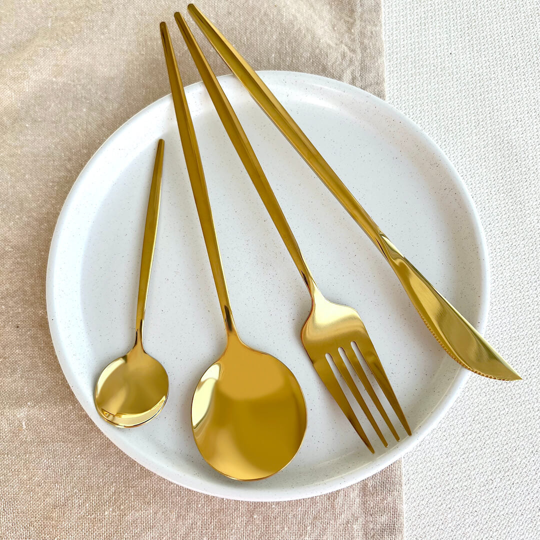 Minimalist Golden Flatware Utensils Set Nordic Peace