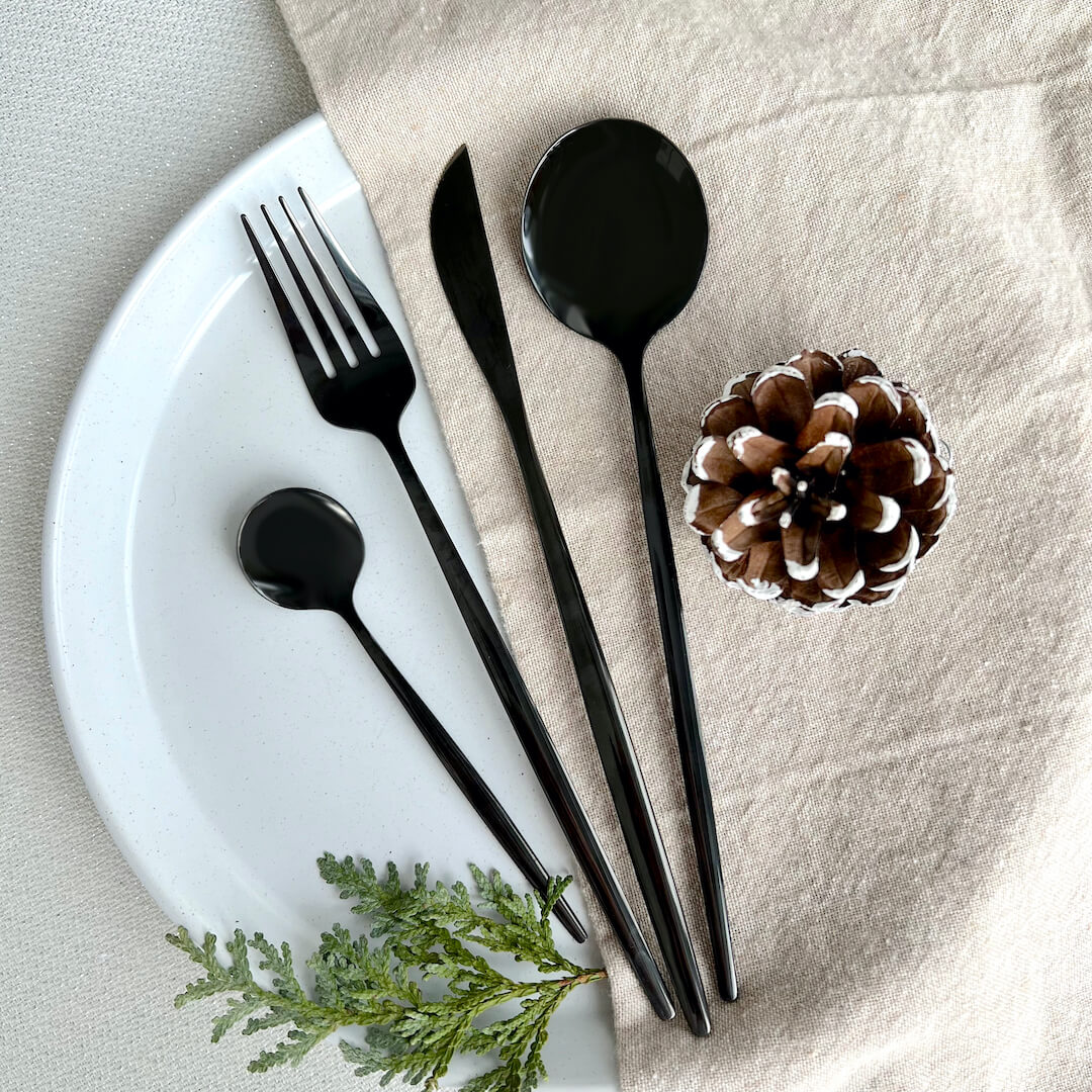 Modern Black Flatware Utensils Set Nordic Peace
