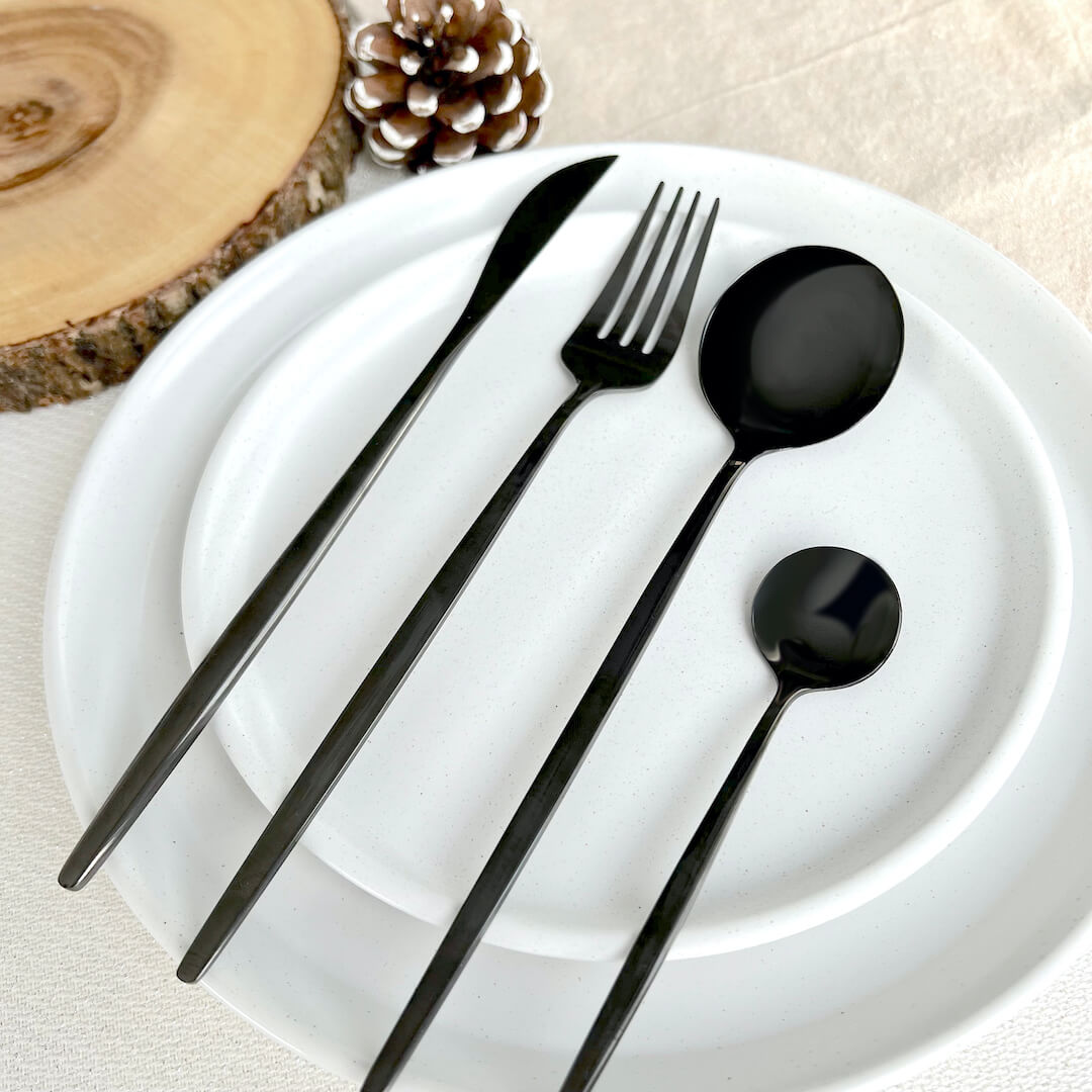 Modern Black Flatware Utensils Set Nordic Peace