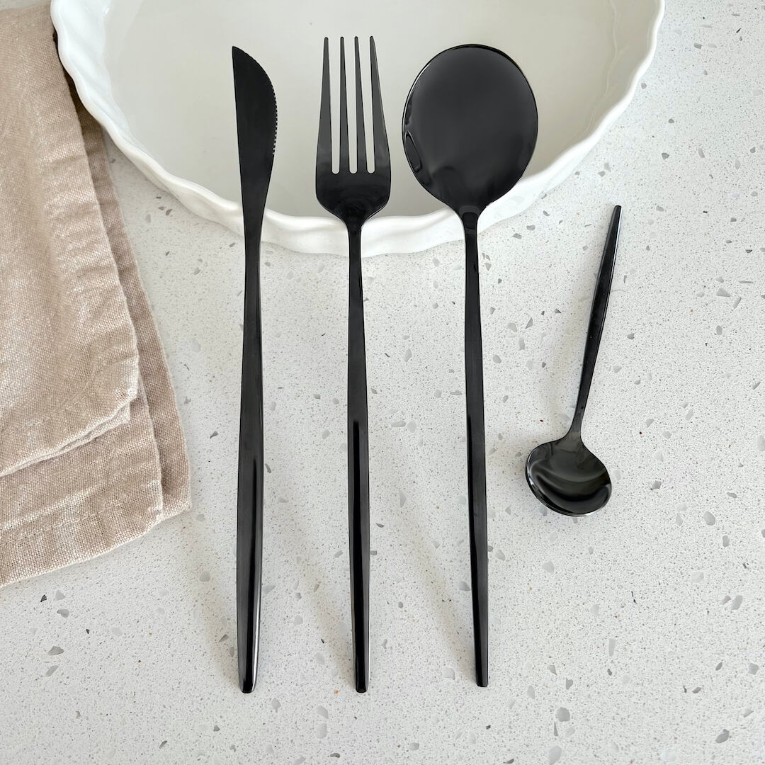 Modern Black Flatware Utensils Set Nordic Peace