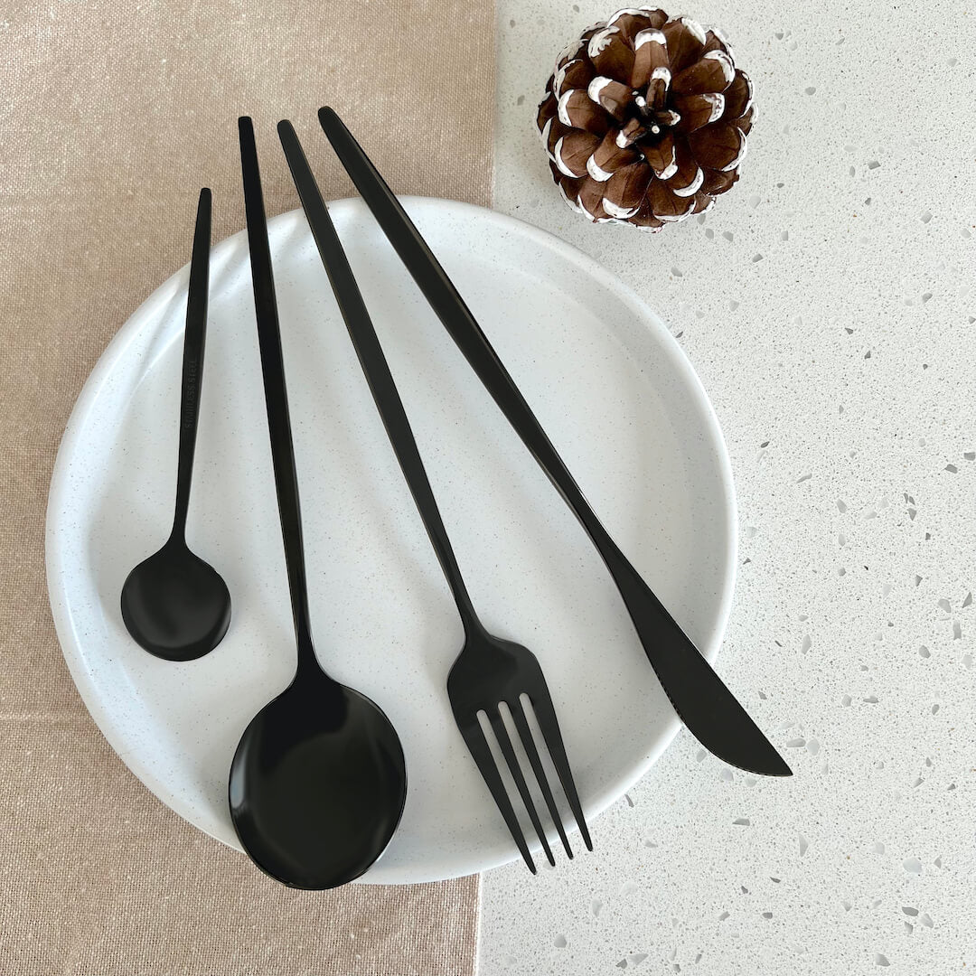 Modern Black Flatware Utensils Set Nordic Peace