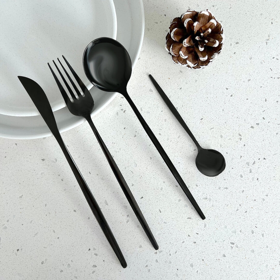 Modern Black Flatware Utensils Set Nordic Peace
