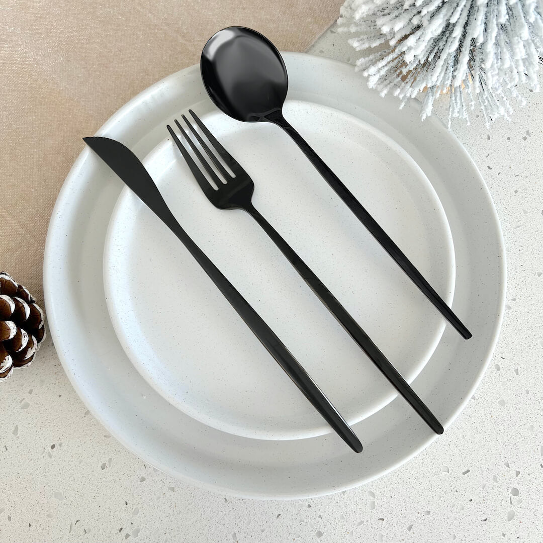 Modern Black Flatware Utensils Set Nordic Peace
