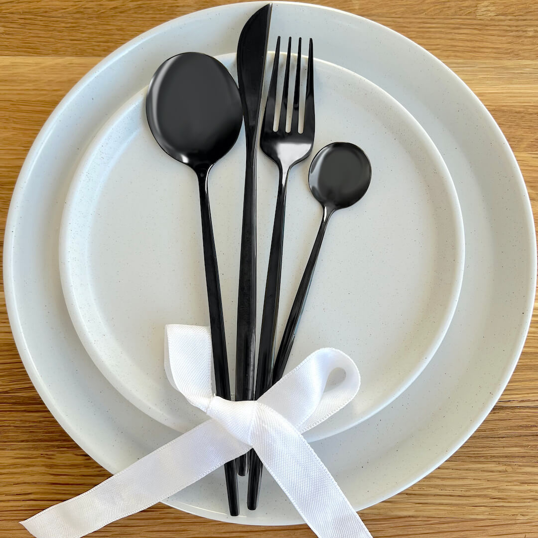 Modern Black Flatware Utensils Set Nordic Peace