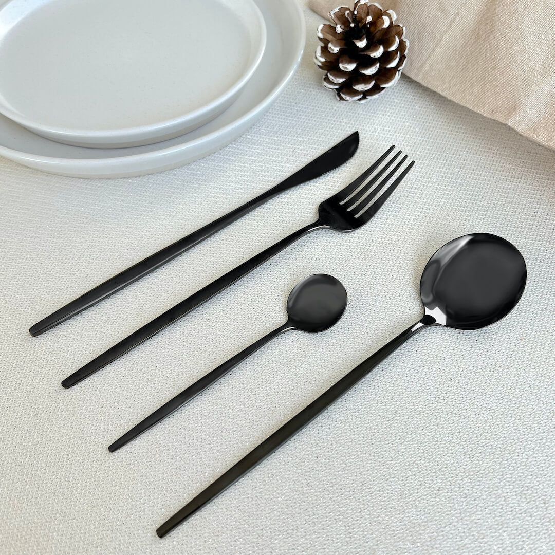 Modern Black Flatware Utensils Set Nordic Peace