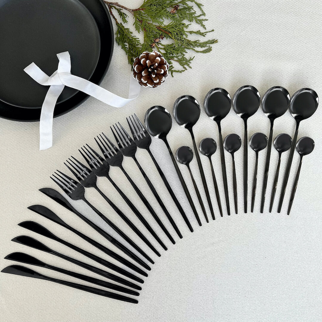 Modern Black Flatware Utensils Set Nordic Peace
