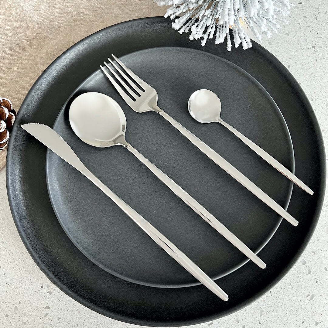 Modern Silver Flatware Utensils Set