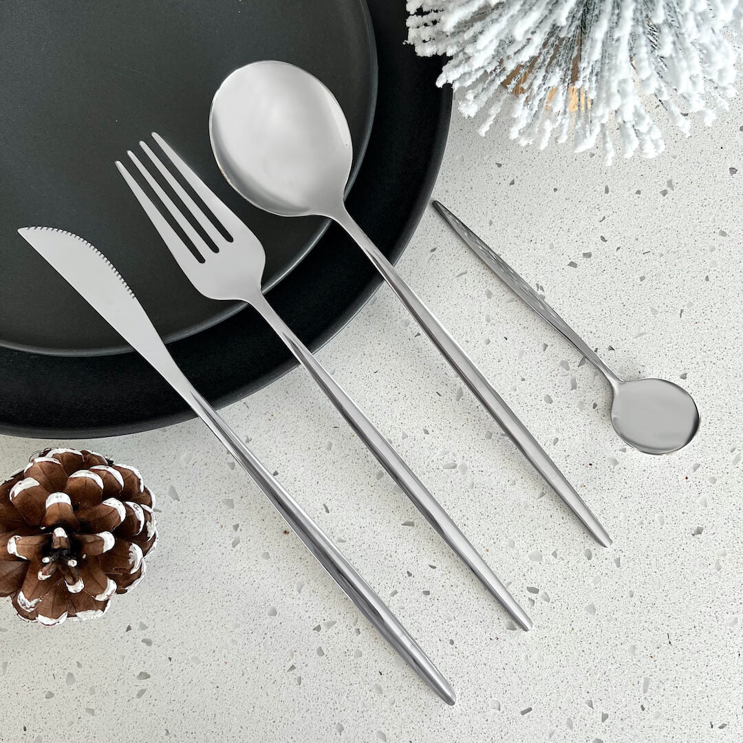Modern Silver Flatware Utensils Set
