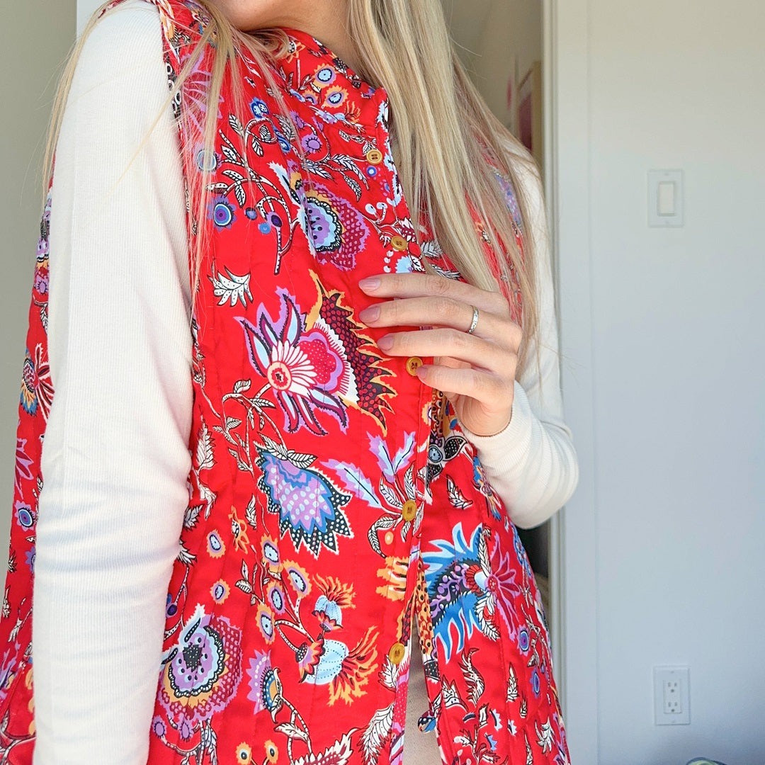 Nordic Floral Reversible Vest