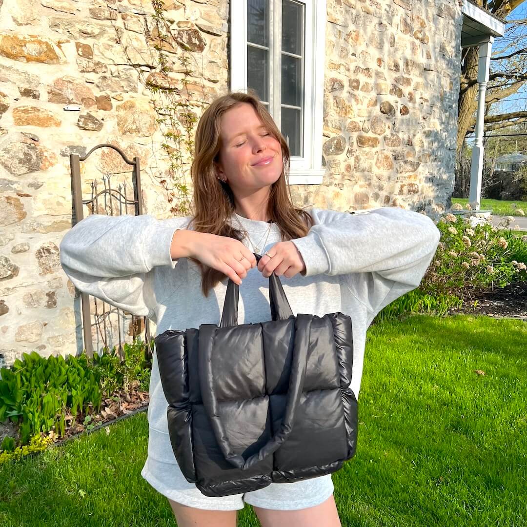 quilted puffer tote bag