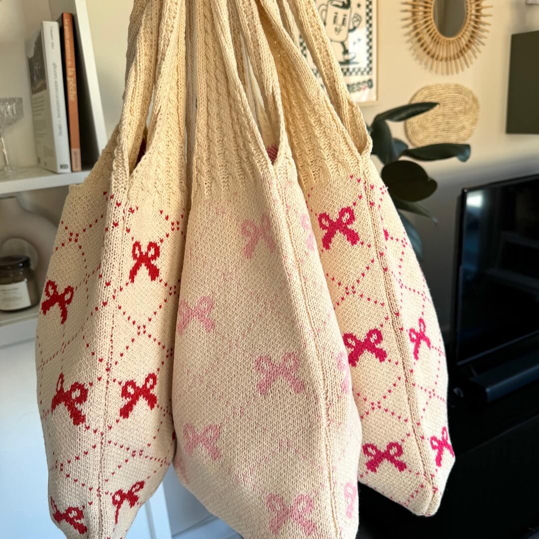 Bow Crochet Tote Bag