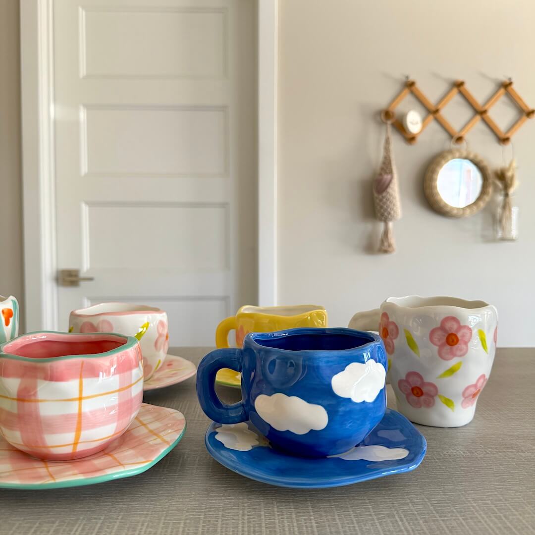 Tasses à Thé En Porcelaine Fine - Set Vintage Floral 175ml - Cadeau Fête Des Mères, Maison - 4