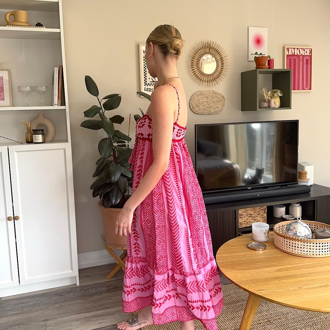 knee length dresses for ladies Pink Floral Maxi Dress main image 0