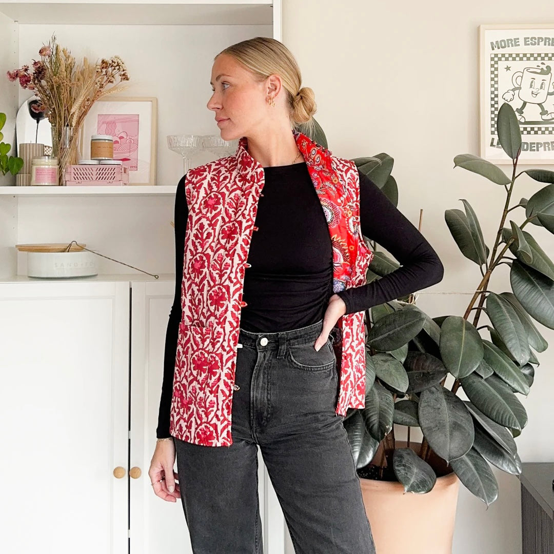 Nordic Floral Reversible Vest