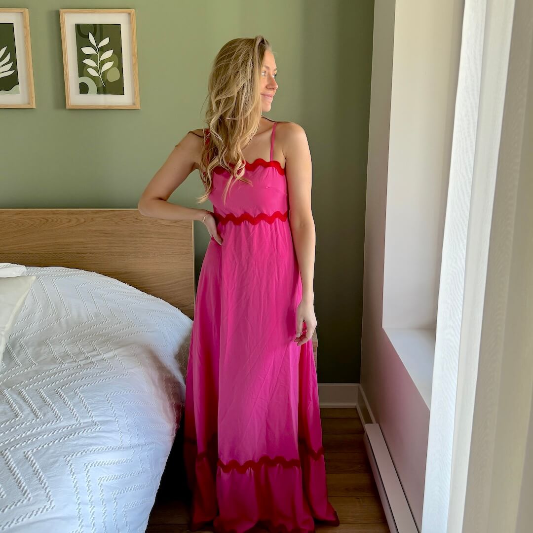 chinese dress ladies Lucky Star Maxi Dress Hot Pink / L