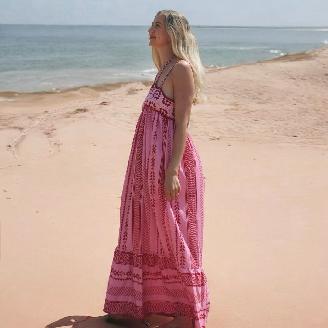 beach pink dress Livia Maxi Summer Sundress