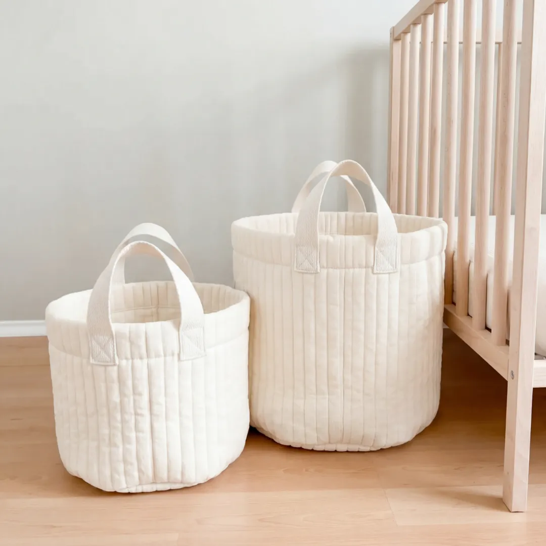 Teddy bear nursery basket for baby clothes and toys