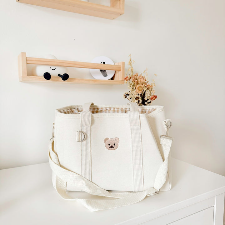 Baby diaper tote bag with soft fabric and inner lining