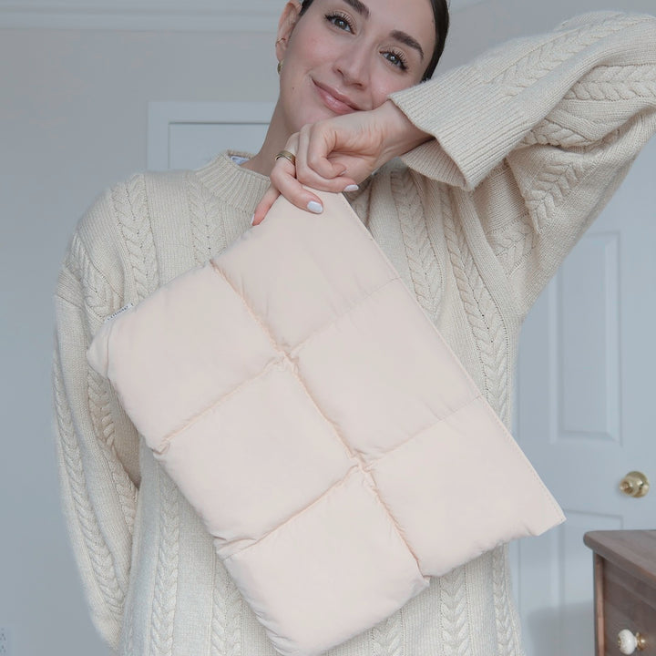 apricot puffer laptop sleeve for MacBook