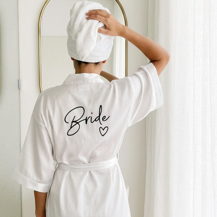 Team bride satin robes with soft glossy finish