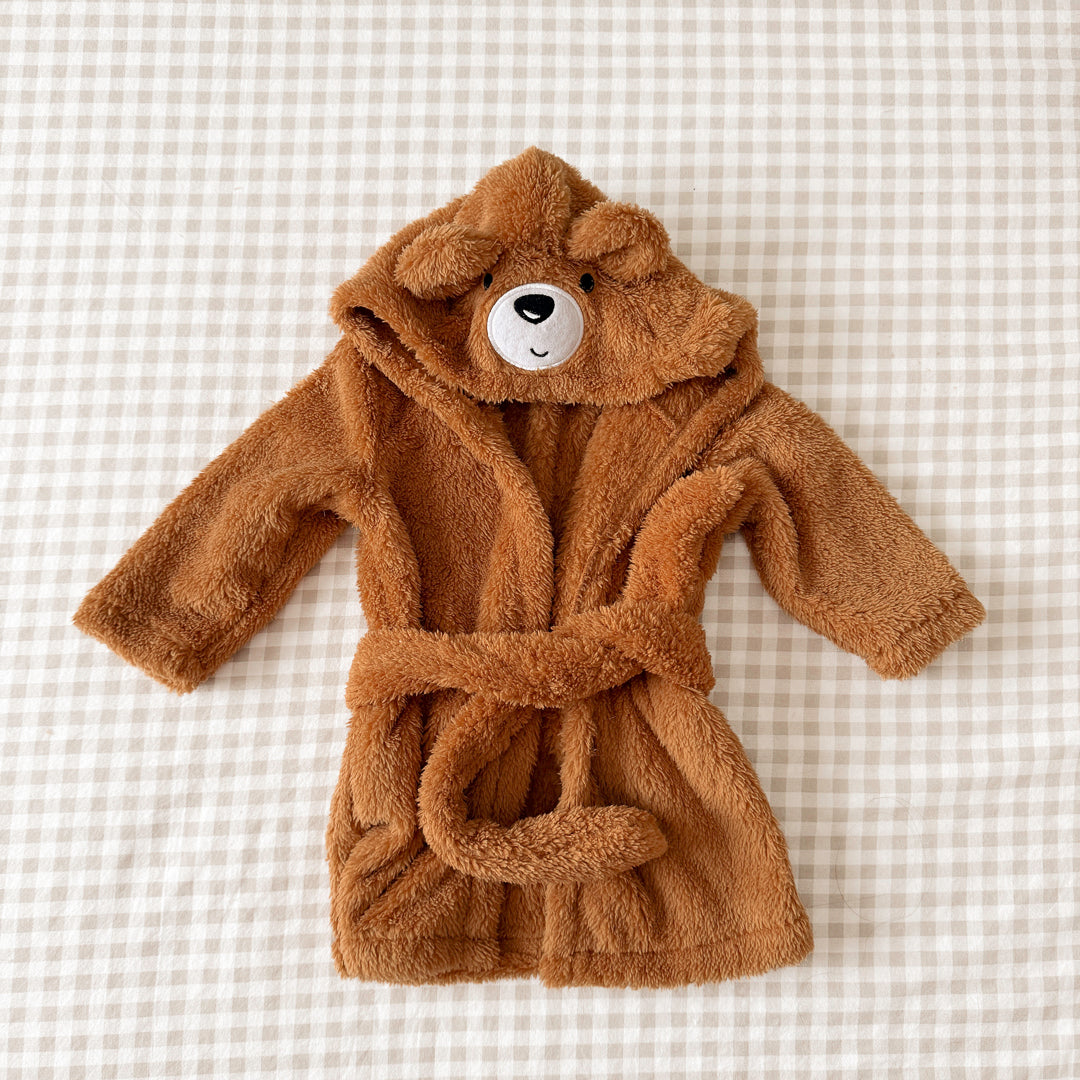 Plush hooded baby robe