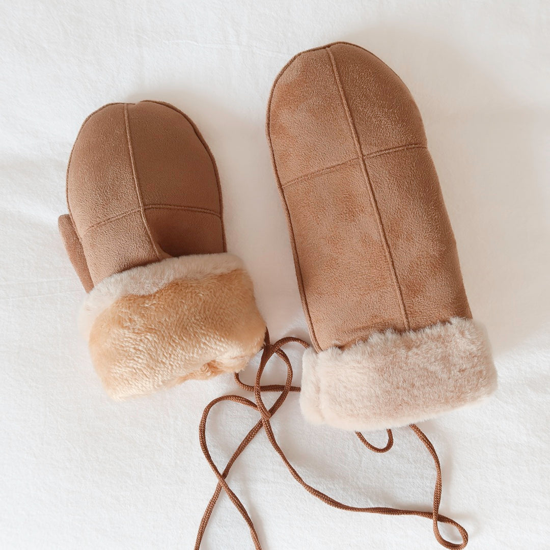 Cozy mitten gloves with plush lining for cold weather