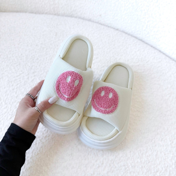 Happy face sandals for women in pink