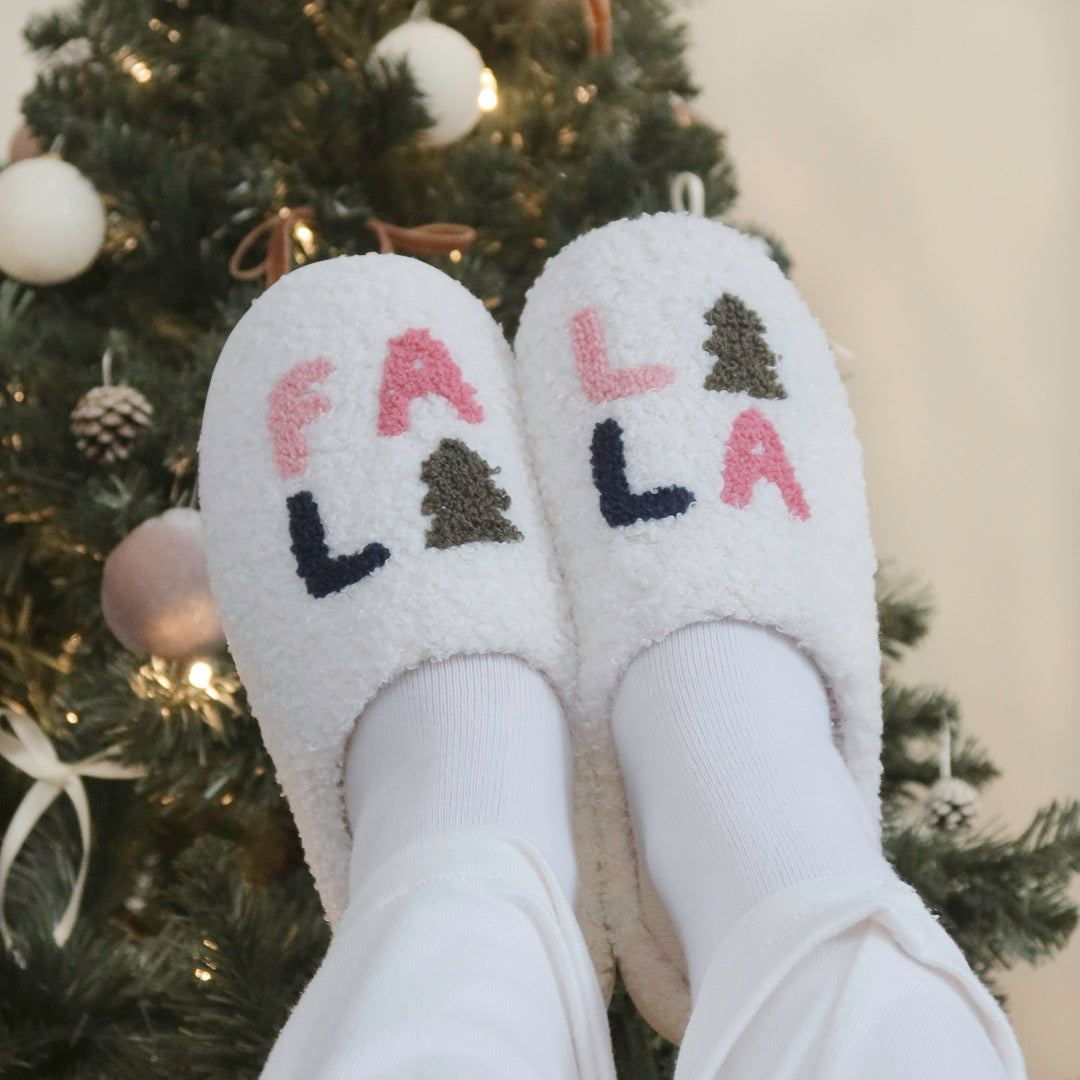 Soft winter slippers for women with Falalala embroidery