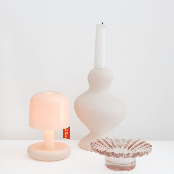 Compact mushroom table lamp with modern design
