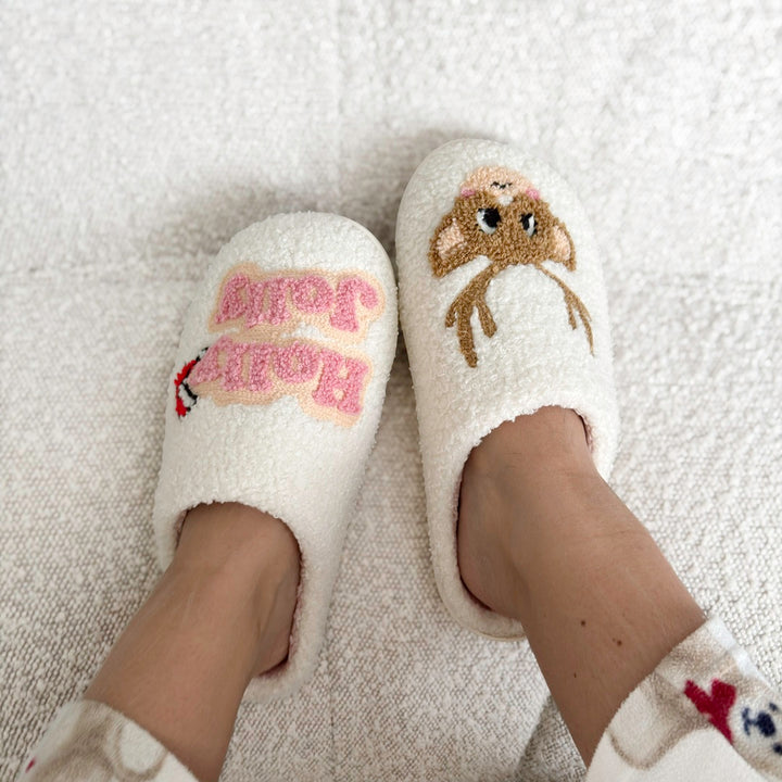 Holiday house slippers for women