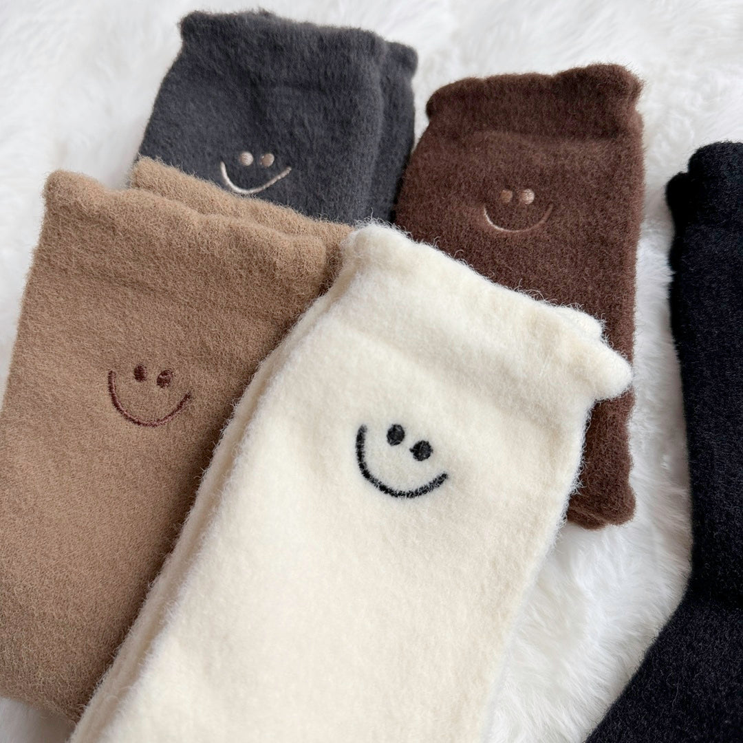 embroidered fuzzy socks for women