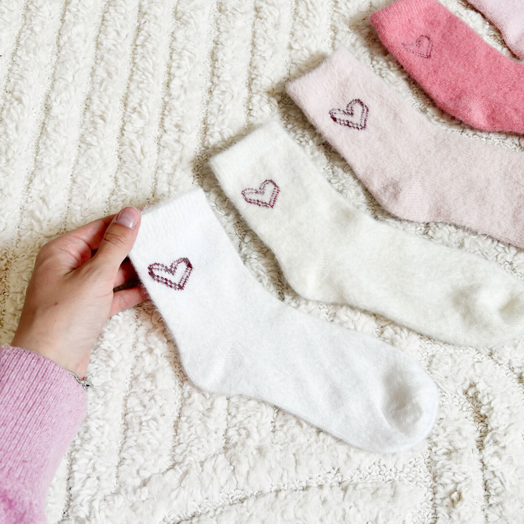 heart embroidered socks gift set in soft pastels