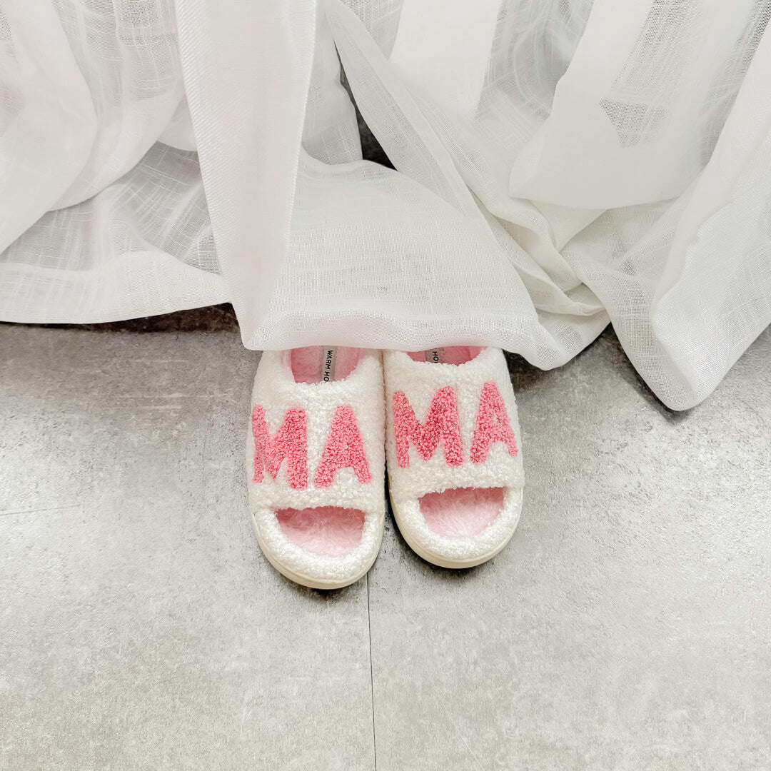 Cute MAMA sherpa slippers