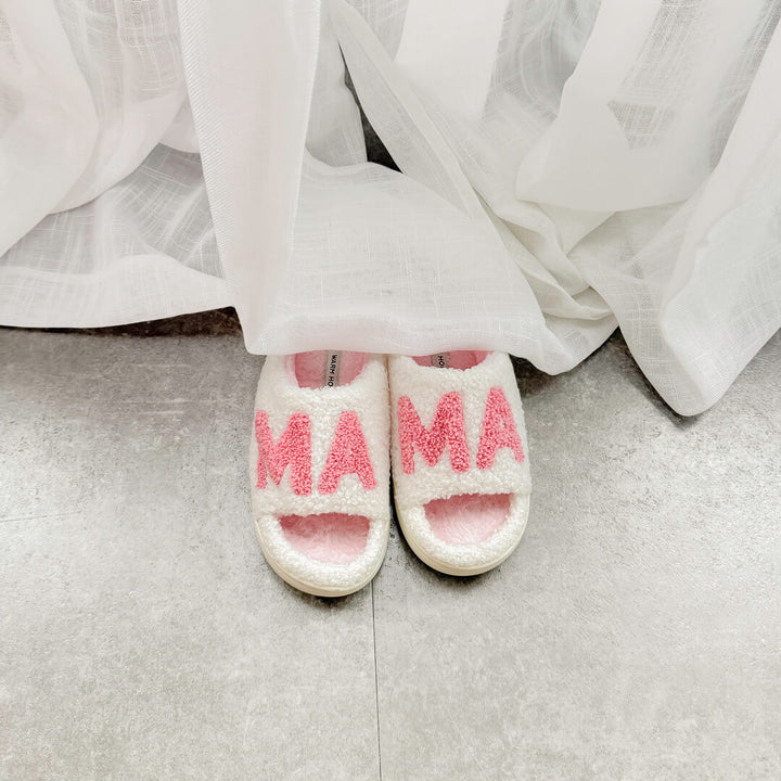 Cute MAMA sherpa slippers