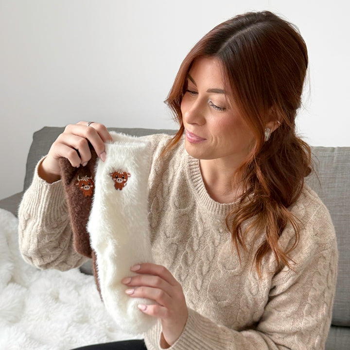 Soft knit fuzzy socks pack