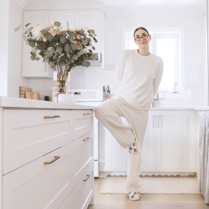 house slippers with avocado embroidery
