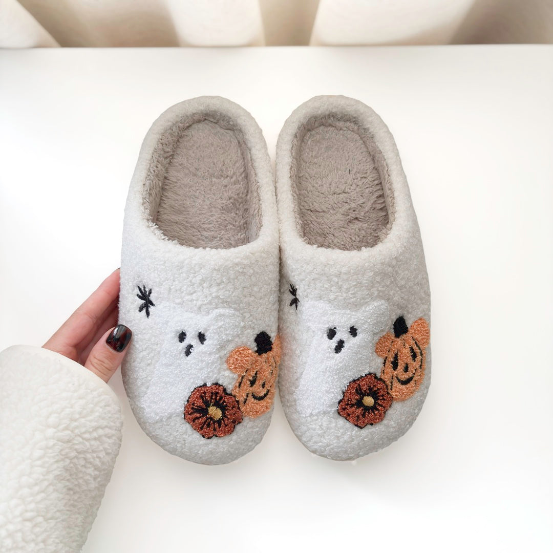 Comfortable slip-on house shoes with fluffy upper