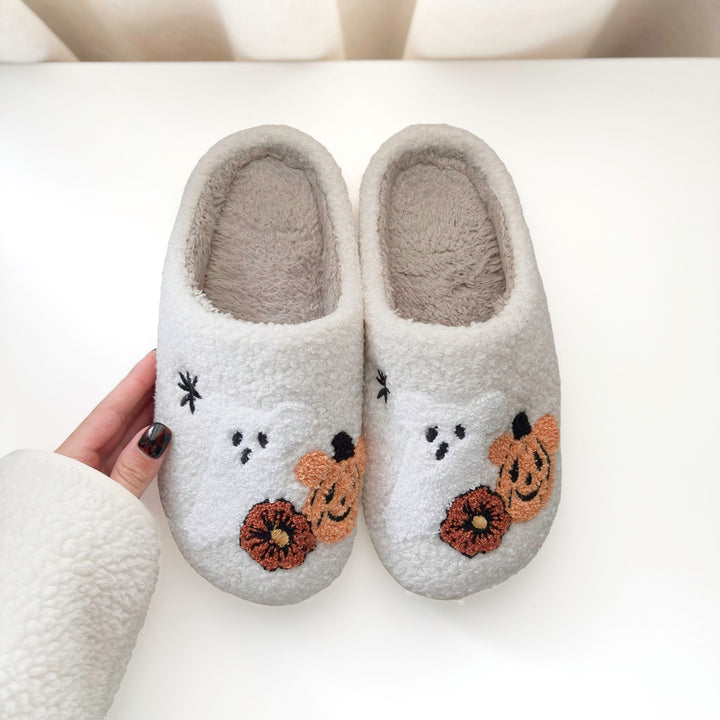Comfortable slip-on house shoes with fluffy upper