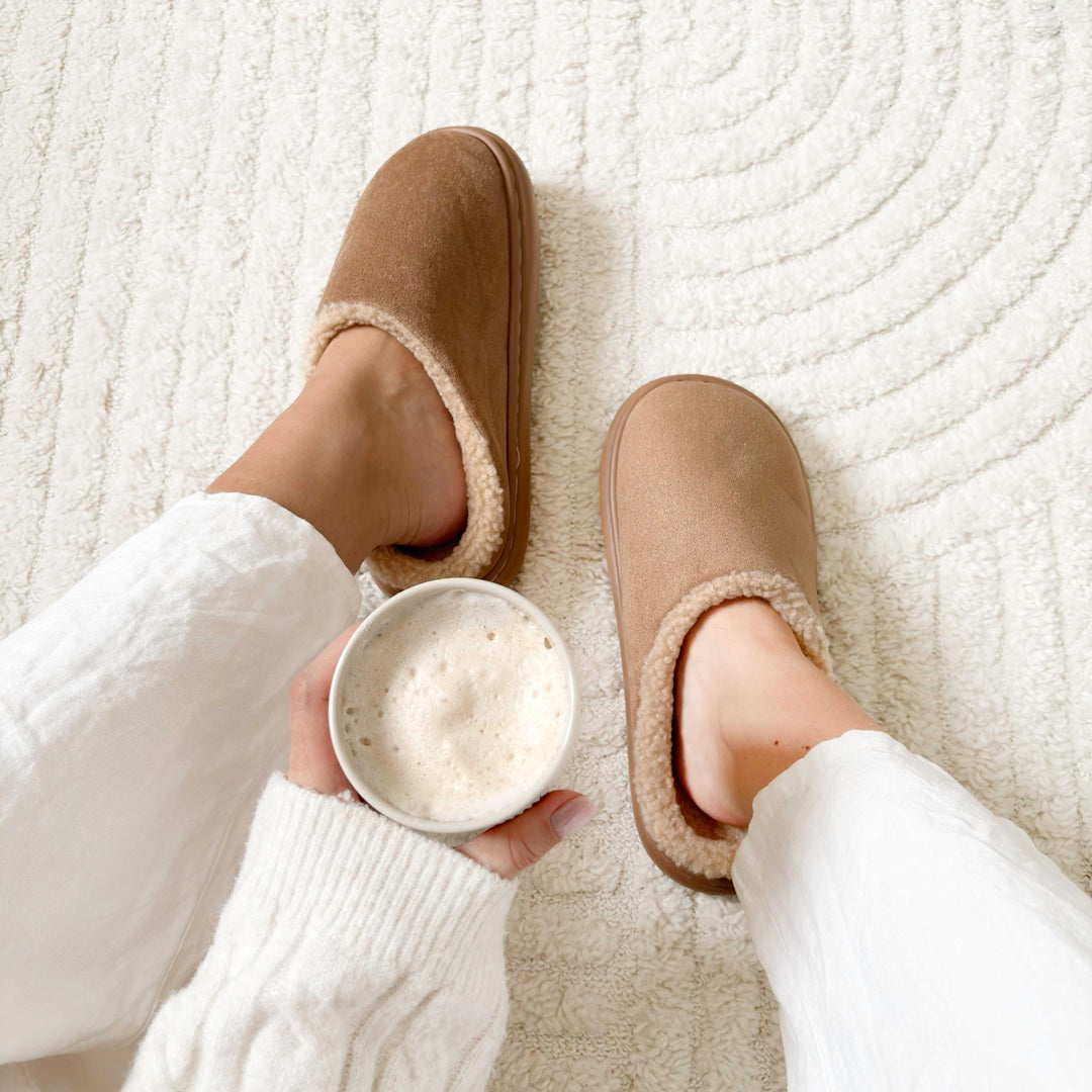 Soft brown comfy house slippers
