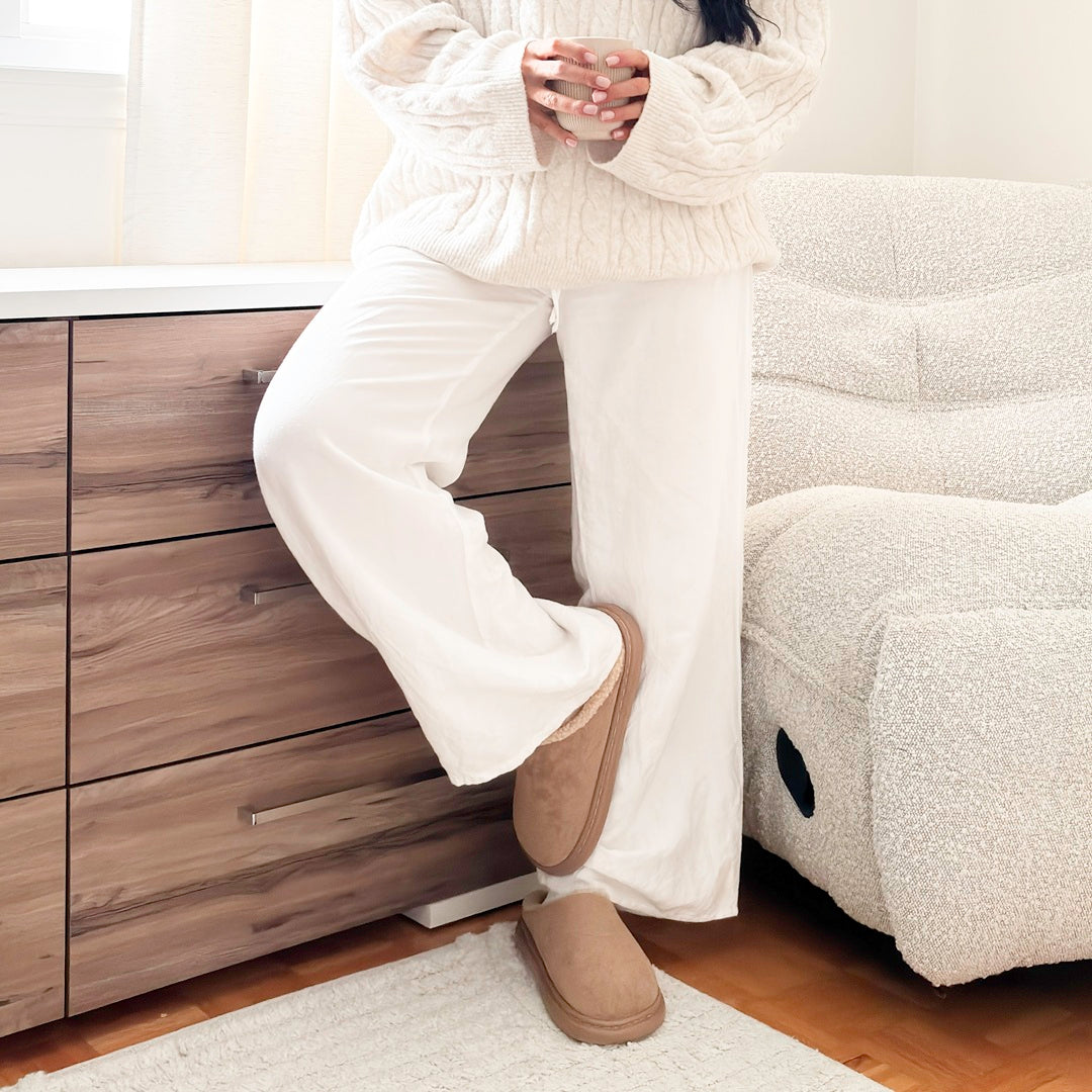 Minimalist faux suede indoor slippers for women